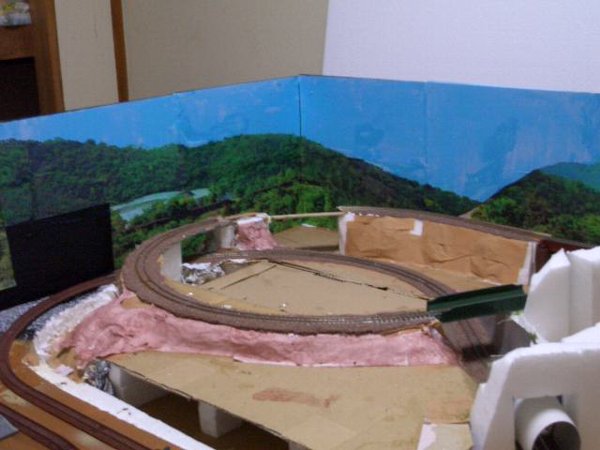 鉄道模型レイアウト制作日記７ ローカル線ジオラマ 背景 鉄道模型 敷き布レイアウト